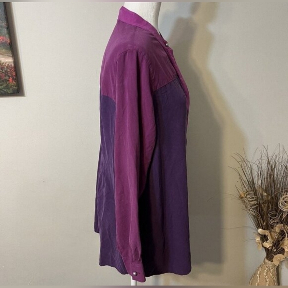 Soft Surroundings 100% Silk Colorful Elegance Button Down Top Size Large! - Picture 2 of 5